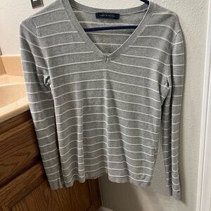 Tommy Hilfiger Gray and White V-Neck Sweater